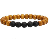Lava Stone Essential Oil Bracelet - Wood Beads 5