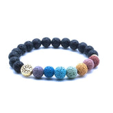 Golden Tree of Life Seven Chakra Lava Stone Bracelet