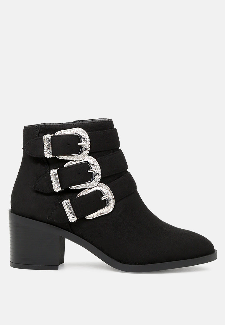 Goth Big Buckle Ankle Boots