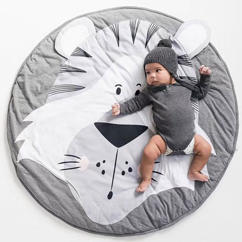 Play Mat Cartoon Animal Baby Mats Newborn Infant Crawling Blanket Cotton Round Floor Carpet Rugs Mat for Kids Room Nursery Decor