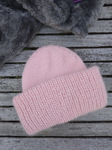 Knitted Mink Puffy Hat