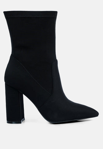 Ankle Lycra Block Heeled Boots