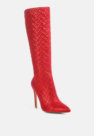 Tinkles Embossed High Heeled Calf Boots