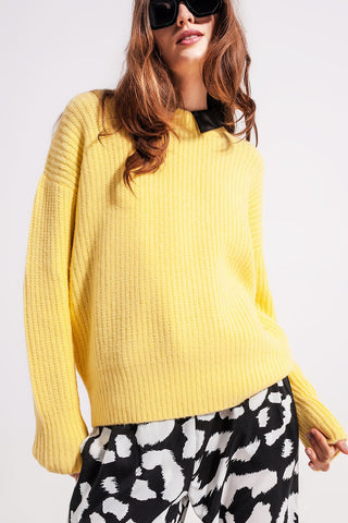 Rib Knit Sweater in Yellow