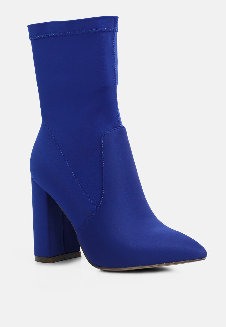 Ankle Lycra Block Heeled Boots