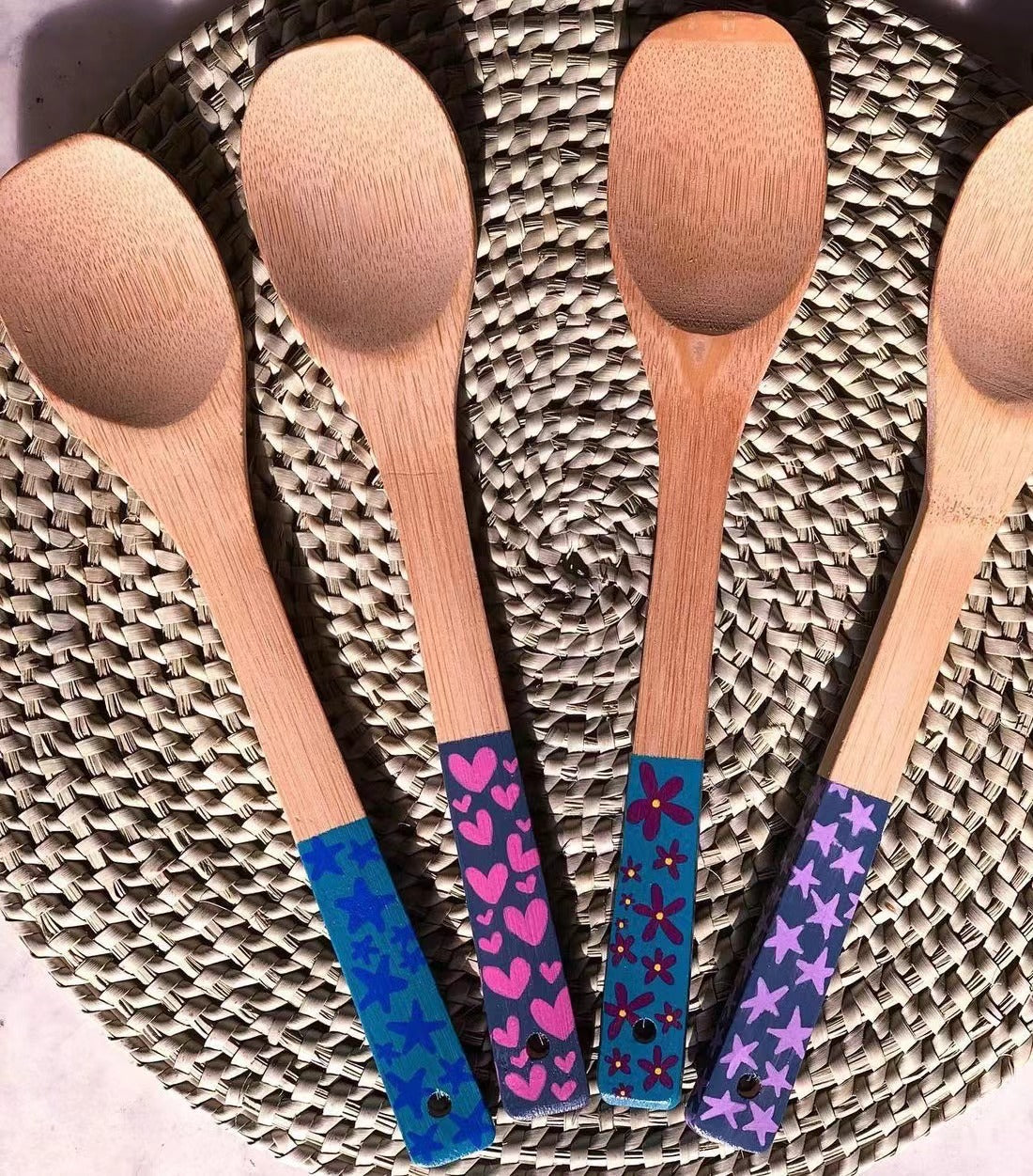 Handmade Spoon Hand Painted Decorative Spoon - Stars