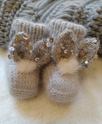Baby Booties With Bunny Ears and Pompoms