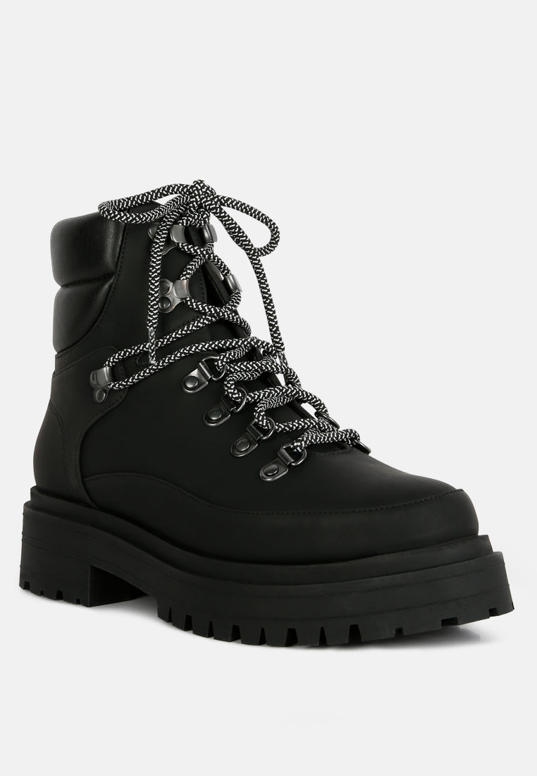 Goliath Lace Up Chunky Biker Boots