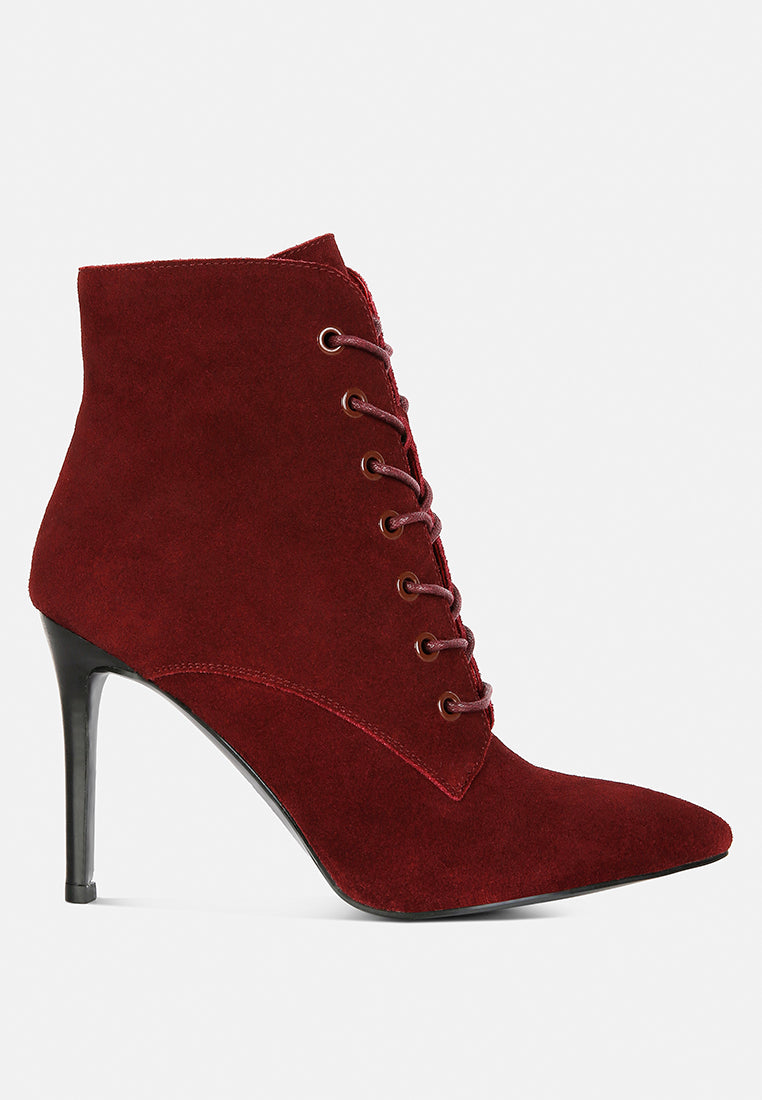 Sulfur Suede Leather Stiletto Ankle Boot