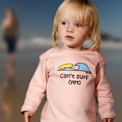 Newborn Gift for Baby Surfers - Can't Surf Yet Baby T Shirt