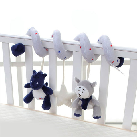 Educational Toddler Toys Baby Plush Animal Rattle Mobile Infant Stroller Bed Crib Spiral Hanging Toys for Baby Toys 0-12 Months