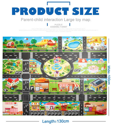 Traffic Highway Map Play Mat City Scene Building Construction Polyster Paper Educational Learning Place Name Outdoor Sea Cushion