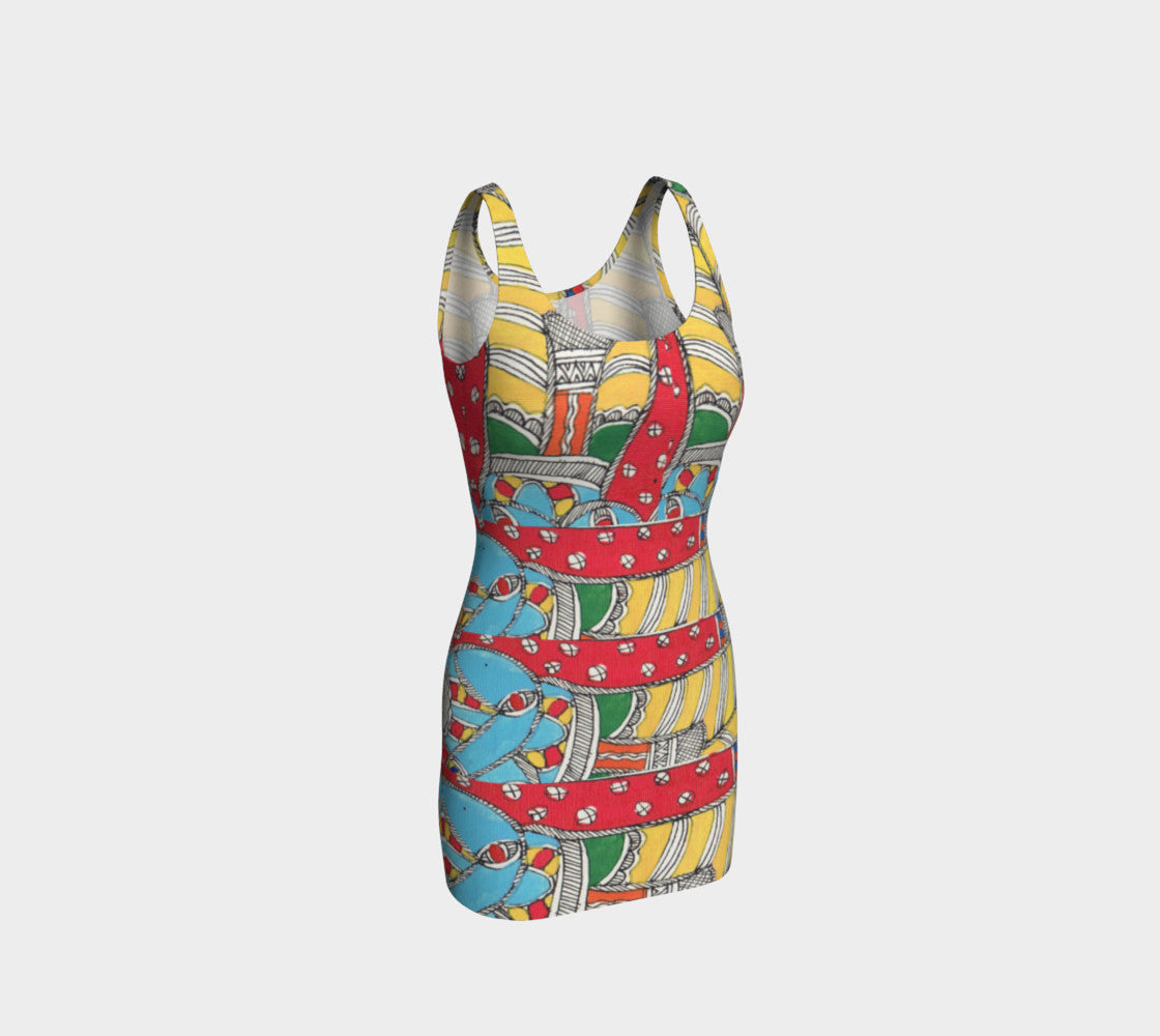 Whimsical Abstract Bodycon Dress - Epethiya
