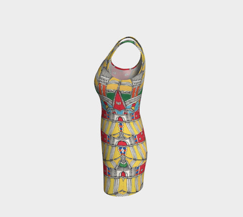 Whimsical Abstract Bodycon Dress - Epethiya